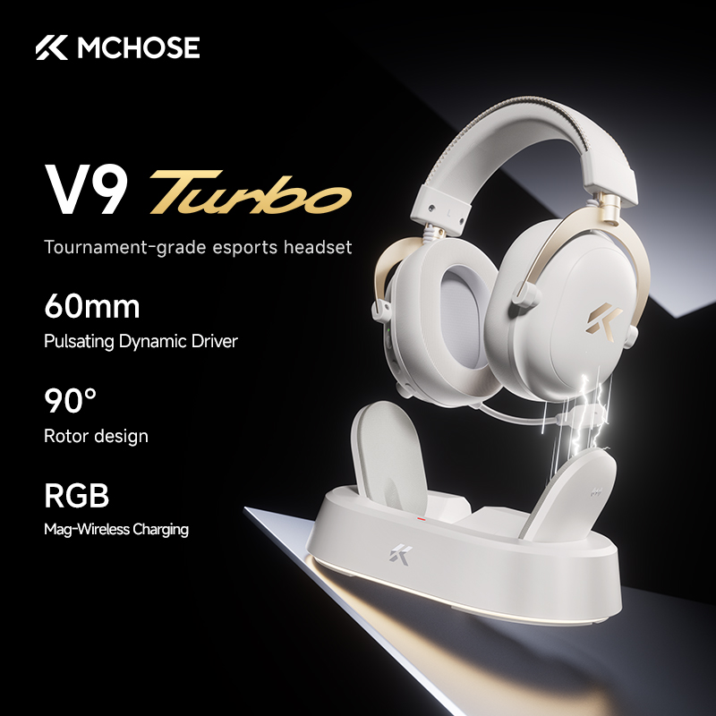 Esports Gaming Remote - MCHOSE V9 เทอร์โบ+ ชุดหูฟังสำหรับเล่นเกมไร้สาย 60 มม.