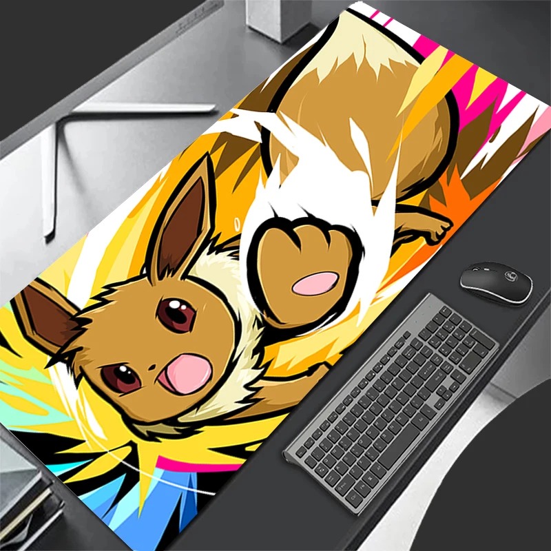 Esports Gaming Pc - P-Pokemon Eevee Anime Gaming Mouse Pad,แผ่นรองเม้าส์แบบขยายได้,แผ่นรองคีย์บอร์ดสำหรับแล็ปท็อปพีซี