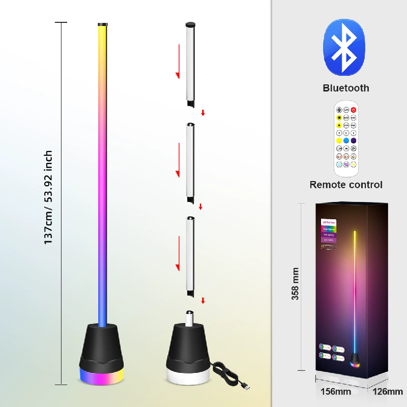 Esports Gaming Remote - โคมไฟตั้งพื้น RGB ปี 2026 พร้อมบลูทูธ LED